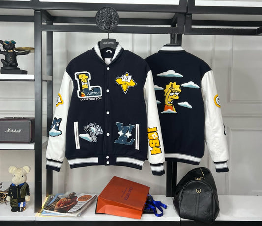 LOUIS VUITTON IMPORTED WOLL BLEND FABRIC VARSITY JACKET