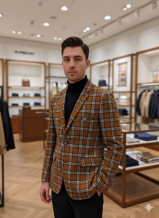 BURBERRY IMPORTED TWEED FABRIC WOOL BLAZERS